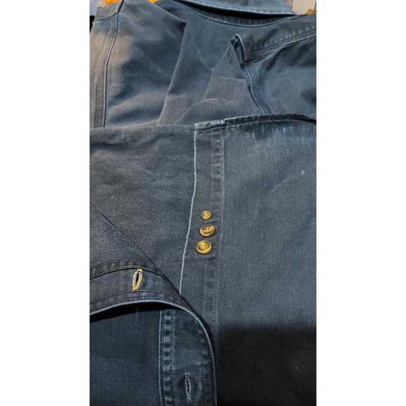 Carhartt Workwear 2 Pocket Logo Navy Long Sleeve Button Up Collar Shirt - Picture 9 of 10